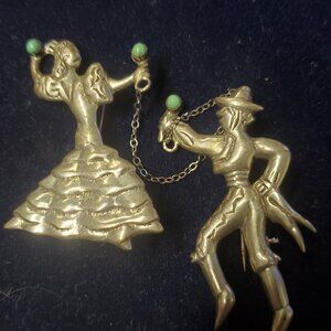 Sterling silver Mexican dancers brooch (P1)
